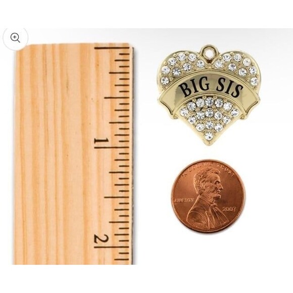 Inspired Silver BIG SIS Heart Charm Bracelet Gold Tone Pave Crystal Gift - Picture 7 of 8